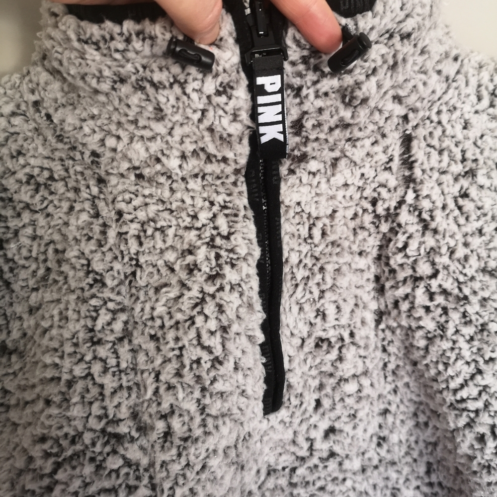 PINK by Victoria's Secret Teddy Bear Sherpa Style Pull Over Sweater Hood… - Picture 5 of 15